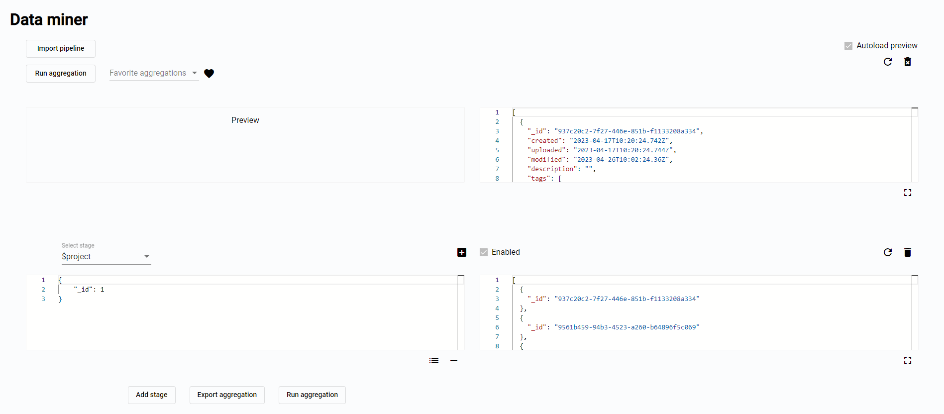 Data miner layout