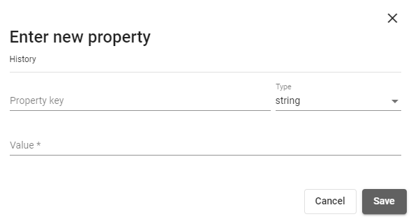 Enter new property window