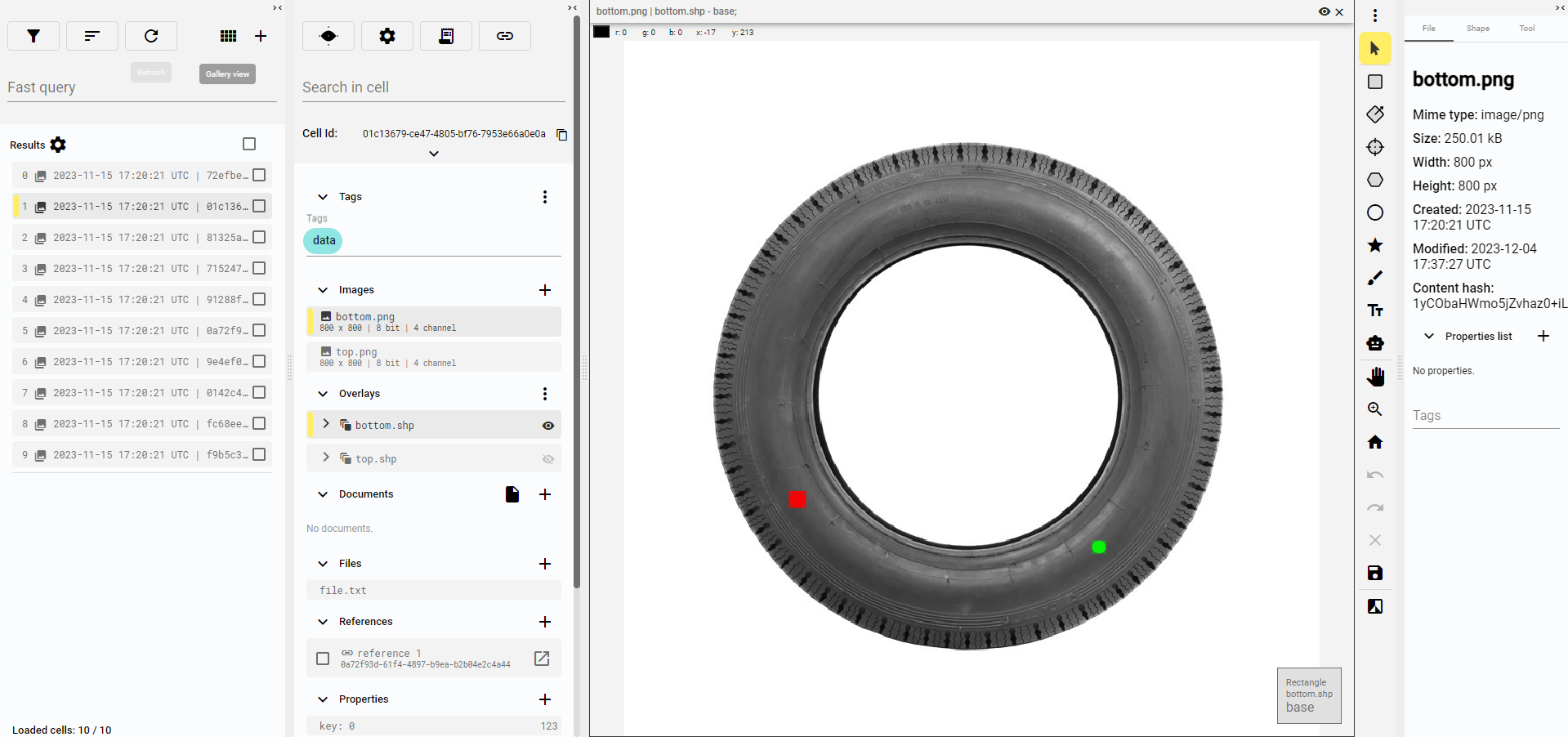Editor with selected Cell